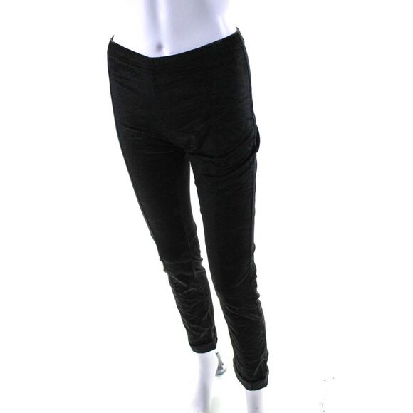 Hengst Womens Elastic Waistband Cuffed Cropped Pants Black Cotton Size Medium - Picture 2 of 4